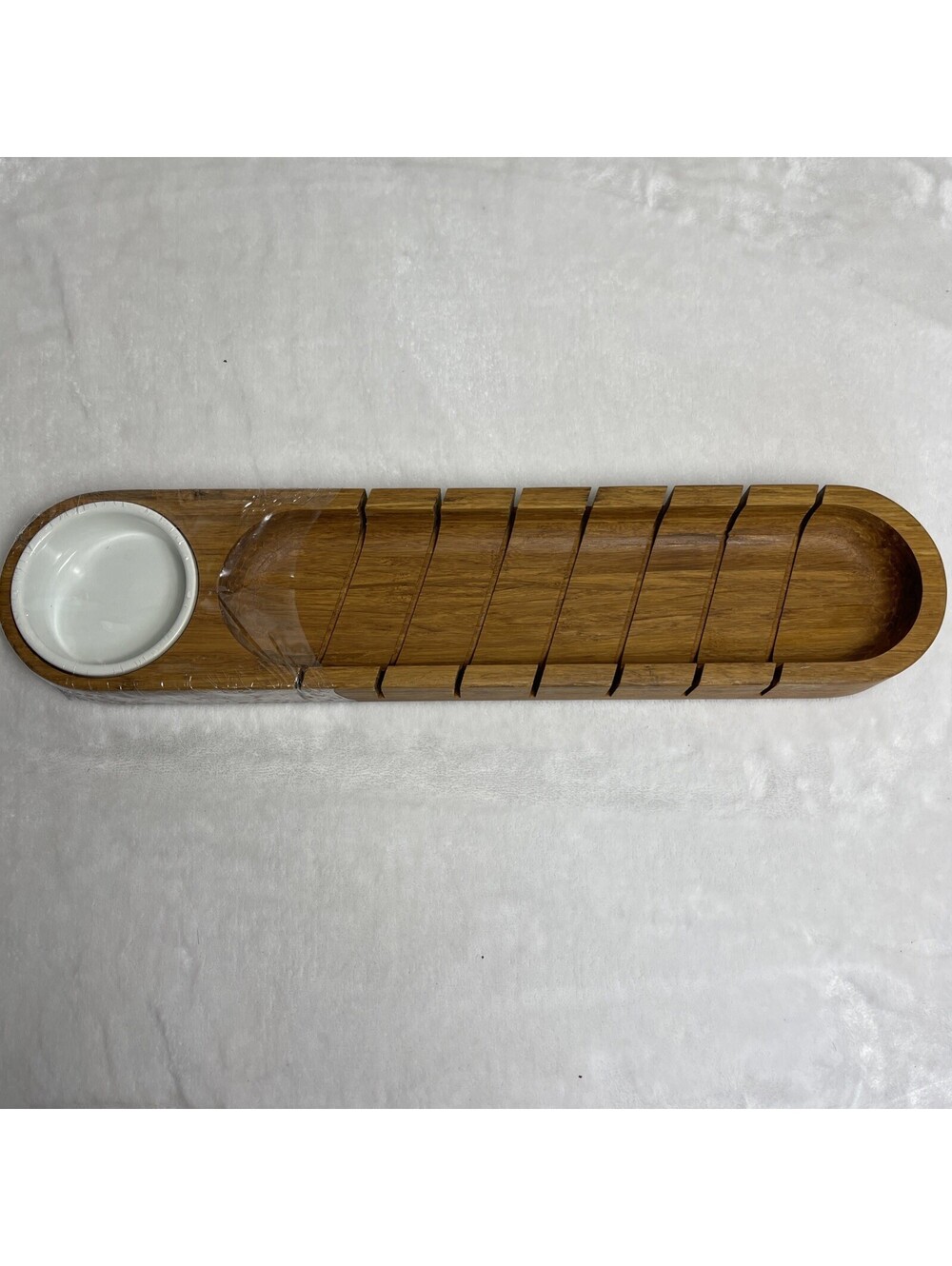 Bamboo Bread Cutting Board With Dipping Bowl 18 Inches
